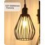 EDISHINE Stehlampe Wohnzimmer, 3-flammige Stehleuchte Dimmbar mit E27 LED-Glühbirnen, Käfig Lampenschirm aus Metall, 2700K warmweiß, Industrial Standleuchte für Schlafzimmer und Büro, 166 cm, Schwarz