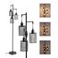 EDISHINE Stehlampe Wohnzimmer Dimmbar, 3 Käfig Lampenschirm aus Metall, 163cm Retro Standleuchte, Industrial Stehleuchte Schwarz mit LED E27 Leuchtmittel, für Modern Deko Schlafzimmer, Geschenk