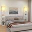 Fullwatt Stehlampe mit Holzregal Innenbeleuchtung Holz Stehleuchte mit Regalen für Schlafzimmer und Wohnzimmer (Weiß Aktualisierte Version)