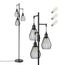 EDISHINE Stehlampe Wohnzimmer, 3-flammige Stehleuchte Dimmbar mit E27 LED-Glühbirnen, Käfig Lampenschirm aus Metall, 2700K warmweiß, Industrial Standleuchte für Schlafzimmer und Büro, 166 cm, Schwarz