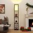 Fullwatt Stehlampe mit Holzregal Innenbeleuchtung Holz Stehleuchte mit Regalen für Schlafzimmer und Wohnzimmer (schwarz)