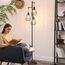 EDISHINE Stehlampe Wohnzimmer, 3-flammige Stehleuchte Dimmbar mit E27 LED-Glühbirnen, Käfig Lampenschirm aus Metall, 2700K warmweiß, Industrial Standleuchte für Schlafzimmer und Büro, 166 cm, Schwarz