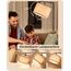 EDISHINE Stehlampe Wohnzimmer 160cm, Bogenlampe Modern mit Beigen Verstellem Leinen-Lampenschirm, LED E27 Glühbirne inklusive, Schwarz Leselampe Stehleuchte für Schlafzimmer, Kinderzimmer