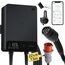 dé Wallbox 22kW mit App und Stromzähler & 7,5m Typ 2 Ladekabel, 3-Phasen EV-Ladegerät (6-32A, 400V), für BEV/PHEV, RCD Typ-B & IP54-Schutz, effiziente Ladestation für Zuhause, Schwarz