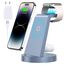 3 in 1 für iPhone Ladestation Schnelles Kabelloses Ladegerät - Wireless Charger für iPhone 17 Air 16e 16 15 14 13 12 11 X Pro Max & für Apple Watch und für Air Pods 4 3 2 Pro mit 18W Adapter (Blau)