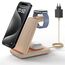 GEEKERA Wireless Charger, 3 in 1 Induktive Ladestation für iPhone Air/17/16/15/14/13/12/11/Pro Max, Ladestation für Apple Watch Ultra 3-1/11-2/SE, Kabelloses Ladegerät für AirPods Pro 3-2/4-2, Bambus