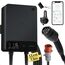 dé Wallbox 11kW mit APP, 7,5m Typ 2 Ladekabel mit Kabelhalter, 3-Phasen EV-Ladegerät (6-16A, 400V), für BEV/PHEV, RCD Typ-B & IP54-Schutz, effiziente Ladestation für Zuhause, Schwarz