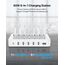 SooPii USB Ladestation 60W/12A,6-Port Dockingstation für mehrfach Geräte with PD 20W Schnellladung für lPhone 14/13,2-In-1 I Watch Holder, 6 Kabel Included für Telefone,Tablets und andere Geräte