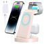 3 in 1 für iPhone Ladestation Schnelles Kabelloses Ladegerät - Wireless Charger für iPhone 17 Air 16e 16 15 14 13 12 11 X Pro Max & für Apple Watch und für Air Pods 4 3 2 Pro mit 18W Adapter (Rosa)