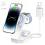 3 in 1 Faltbar Induktive Ladestation，Kabelloses Ladegerät für iPhone 16/15/14/13/12/Pro Max/Mini,Wireless Charger für Apple Watch 9/8/7/6/SE/5/4/3/2, AirPods Pro/2/3(mit Adapter) (Weiß)