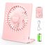 TriPole Schreibtisch Ventilator, 180° Tragbar mit 3-Geschwindigkeits USB, Ultradünner Mini für Home Office Reisegeschenke für Frauen Männer, Batteriebetrieben, Rosa