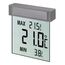 TFA Dostmann Vision digitales Fensterthermometer aussen, 30.1025, selbstklebend, großes Display mit Außentemperatur, Höchst- und Tiefstwerte, 97 x 22 x 105 mm, Silber