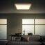 BRILONER - LED Deckenlampe mit indirektem Licht, flach, warmweißes Licht, Lampe, Deckenleuchte, Wohnzimmerlampe, LED Panel, Küchenlampe, Schlafzimmerlampe, 42x42x3 cm, Rahmen in Holzoptik