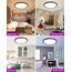 zemty LED Deckenleuchte 50cm, dimmbar 42W 3360LM, Flach Deckenlampe mit Fernbedienung, 3000K-6500K, RGB-Hintergrundlicht, für Wohnzimmer, Schlafzimmer, Kinderzimmer, Bad, Schwarz