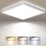 zemty Deckenlampe LED Deckenleuchte Flach, 3Farben - 3000K/4000K/6500K, IP44 Wasserfest Quadrat Badlampe Decke, 2800LM Modern LED Decklit für Flur küche Badezimmer Schlafzimmer Büro,Ø29CM