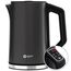 BALTER Edelstahl Wasserkocher mit Temperatureinstellung, 40°C-100°C, Doppelwand, BPA frei, leise & kabellos, Kettle, Teekocher mit Temperaturwahl, 1.5L, 2200W, Grau
