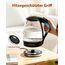 Aigostar Glas Elektrischer Wasserkocher Schwarz 1,7 Liter - Schnell Kochendes Glaswasserkocher 2200W, LED-Beleuchtung, Verdicktes Borosilikatglas, BPA-frei, mit kalkfilter, Automatische Abschaltung