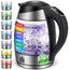 FOR ME Glas Elektrischer Wasserkocher 1,8L, Temperatureinstellung, Temperaturwahl 40°C bis 100°C, 7 Farben LED-Beleuchtung, Warmhaltefunktion, BPA-Frei