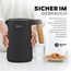 BALTER Edelstahl Wasserkocher mit Temperatureinstellung, 45°C-100°C, Doppelwand, BPA frei, leise & kabellos, Warmhaltefunktion, Teekocher mit Temperaturanzeige, 1.5L, 2200W, Schwarz