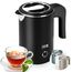 LEBENLANG Reise Wasserkocher Edelstahl Klein 0 5 Liter & BPA-Frei - Reisewasserkocher klein 600W Energiesparend Energieeffizienz - Kleiner Mini Wasserkocher Camping Kettle Schwarz 0,5 l 0.5 für Reisen