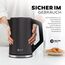 BALTER Edelstahl Wasserkocher mit Temperatureinstellung, 40°C-100°C, Doppelwand, BPA frei, leise & kabellos, Kettle, Teekocher mit Temperaturwahl, 1.5L, 2200W, Grau