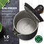 BALTER Edelstahl Wasserkocher mit Temperatureinstellung, 45°C-100°C, Doppelwand, BPA frei, leise & kabellos, Warmhaltefunktion, Teekocher mit Temperaturanzeige, 1.5L, 2200W, Schwarz