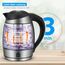 FOR ME Glas Elektrischer Wasserkocher mit Teesieb 1,8L, Temperatureinstellung, Temperaturwahl 40°C bis 100°C, 7 Farben LED-Beleuchtung, Warmhaltefunktion, BPA Frei