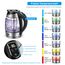 FOR ME Glas Elektrischer Wasserkocher mit Teesieb 1,8L, Temperatureinstellung, Temperaturwahl 40°C bis 100°C, 7 Farben LED-Beleuchtung, Warmhaltefunktion, BPA Frei