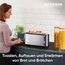 SEVERIN Automatik-Langschlitztoaster, Automatik-Toaster mit Brötchenaufsatz, aus Edelstahl, zum Toasten, Auftauen und Erwärmen, 1.000 W, Edelstahl-gebürstet/schwarz, AT 2515