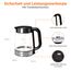Amazon Basics Elektrischer Wasserkocher aus Glas, 1,7 l, 2200 W, Schwarz, Silber