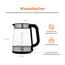 Amazon Basics Elektrischer Wasserkocher aus Glas, 1,7 l, 2200 W, Schwarz, Silber