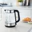 Amazon Basics Elektrischer Wasserkocher aus Glas, 1,7 l, 2200 W, Schwarz, Silber