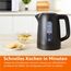 Amazon Basics Wasserkocher 1,7L, 2200 W, BPA-frei mit 360° Basis, Automatische Abschaltung und Herausnehmbarem Kalkfilter, Mattschwarz