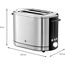 WMF Lono Toaster 2 Scheiben Edelstahl, Doppelschlitz Toaster für große Toastscheiben mit Brötchenaufsatz, 2 Scheiben, XXL-Toast, 7 Bräunungsstufen, 900 W, edelstahl matt