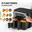 GOURMETmaxx Doppelkammer Heißluftfritteuse - 2 x 4 L | Synchro-Garzonen Airfryer | Fritteuse mit Touchscreen | Heißluftfritteuse 2 Kammern & 10 Programmen | fast ohne Öl frittieren