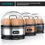 Arendo Sevencook Eierkocher 400 W – Edelstahl Design - 1-7 Eier - Egg Cooker - EIN/AUS-Schalter – 3 Härtegrade wählbar - Warmhaltefunktion - Signalton - BPA-frei | cool grey