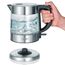 SEVERIN Glas Wasserkocher, 1,0L, leistungsstark und kompakt in hochwertigem Design, elektrischer Wasserkocher mit Kalkfilter, Edelstahl/schwarz, WK 3468