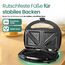 Emerio Doppel Sandwich Maker, BPA frei, klassische Form für dreieckiges Sandwich, leicht zu reinigen, Antihaftbeschichtung, heizt schnell auf, 750 Watt, Schwarz