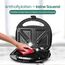 Emerio Doppel Sandwich Maker, BPA frei, klassische Form für dreieckiges Sandwich, leicht zu reinigen, Antihaftbeschichtung, heizt schnell auf, 750 Watt, Schwarz