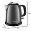 Russell Hobbs Wasserkocher klein [1,0l] Colours+ Edelstahl Grau (2400W, Schnellkochfunktion, herausnehmbarer Kalkfilter, außenliegende Wasserstandsanzeige, kleiner Reisewasserkocher)Teekocher 24993-70