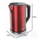 Arendo - Edelstahl Wasserkocher mit Temperatureinstellung 40-100 Grad in 5er Schritten - Doppelwand Design - Modell ELEGANT - 1,5 Liter - 2200 W - Teekocher mit Temperaturanzeige - GS - Karminrot