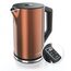 Arendo - Edelstahl Wasserkocher mit Temperatureinstellung 40-100 Grad in 5er Schritten - Doppelwand Design - Modell ELEGANT - 1,5 Liter - 2200 W - Teekocher mit Temperaturanzeige - GS - Kupfer