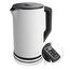 Arendo - Edelstahl Wasserkocher mit Temperatureinstellung 40-100 Grad in 5er Schritten - Doppelwand Design - Modell ELEGANT - 1,5 Liter - 2200 W - Teekocher mit Temperaturanzeige - GS - weiß