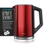 Arendo - Edelstahl Wasserkocher mit Temperatureinstellung 40-100 Grad in 5er Schritten - Doppelwand Design - Modell ELEGANT - 1,5 Liter - 2200 W - Teekocher mit Temperaturanzeige - GS - Karminrot