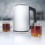Arendo - Edelstahl Wasserkocher mit Temperatureinstellung 40-100 Grad in 5er Schritten - Doppelwand Design - Modell ELEGANT - 1,5 Liter - 2200 W - Teekocher mit Temperaturanzeige - GS - weiß