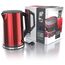 Arendo - Edelstahl Wasserkocher mit Temperatureinstellung 40-100 Grad in 5er Schritten - Doppelwand Design - Modell ELEGANT - 1,5 Liter - 2200 W - Teekocher mit Temperaturanzeige - GS - Karminrot