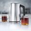 Arendo - Edelstahl Wasserkocher mit Temperatureinstellung 40-100 Grad in 5er Schritten - Doppelwand Design - Modell ELEGANT - 1,5 Liter - 2200 W - Teekocher mit Temperaturanzeige - Silber glänzend