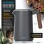 Arendo - Wasserkocher Edelstahl mit Temperatureinstellung - 45°C-100°C - 1.5 Liter - Doppelwand - BPA frei - Warmhaltefunktion - Teekocher mit Temperaturanzeige - Griff Cool Touch - Cool Grey