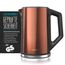 Arendo - Edelstahl Wasserkocher mit Temperatureinstellung 40-100 Grad in 5er Schritten - Doppelwand Design - Modell ELEGANT - 1,5 Liter - 2200 W - Teekocher mit Temperaturanzeige - GS - Kupfer