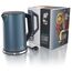 Arendo - Edelstahl Wasserkocher mit Temperatureinstellung 40-100 Grad in 5er Schritten - Doppelwand Design - Modell ELEGANT - 1,5 Liter - 2200 W - Teekocher mit Temperaturanzeige - GS - Admiral Blau
